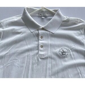 Peter Millar Golf Polo Shirt L‎ White Richmond Club Logo 100% Cotton